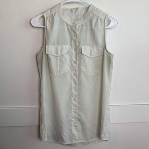 J. Crew White Sleeveless Button Up Blouse